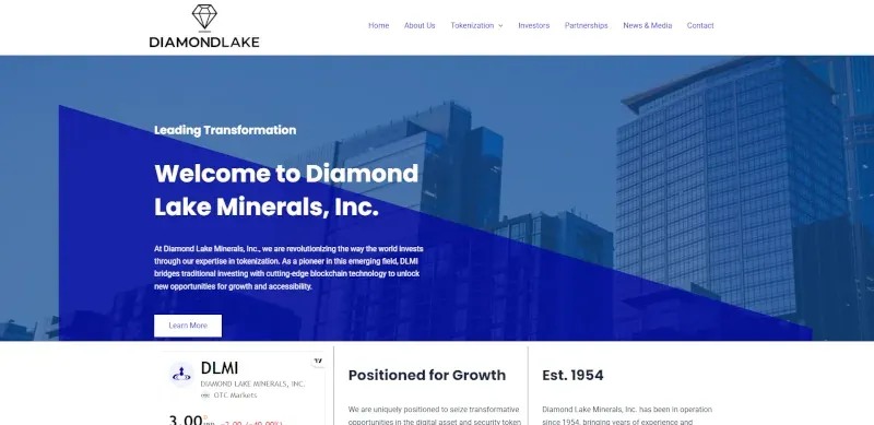 DiamondLake $DLMI Website Screenshot